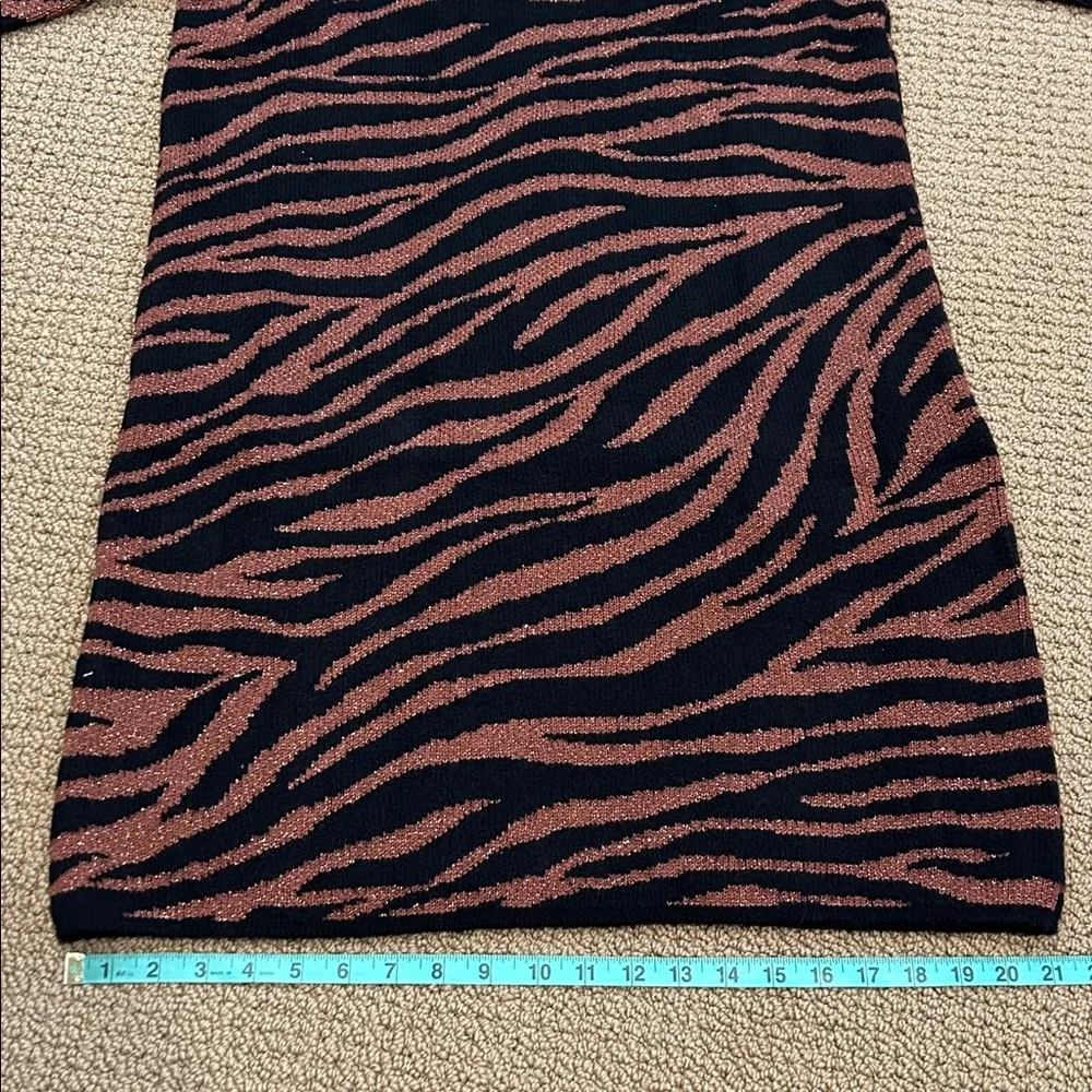Ann Taylor Animal Print Sweater Dress size Medium Metallic Bronze Black